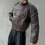 90er schwedische Armee Leder Moto Jacke