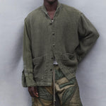 Herren-Patchwork-Jacke mit Used-Look