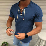 Denim-blaue V-Ausschnitt T-Shirts