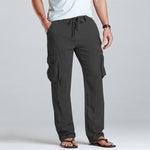 Herren Leinen Cargo Kordelzug Hose