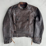 90er schwedische Armee Leder Moto Jacke