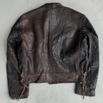 90er schwedische Armee Leder Moto Jacke
