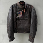 90er schwedische Armee Leder Moto Jacke