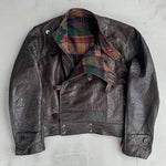 90er schwedische Armee Leder Moto Jacke