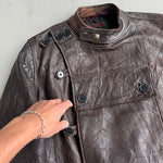 90er schwedische Armee Leder Moto Jacke