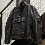 90er schwedische Armee Leder Moto Jacke