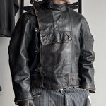 90er schwedische Armee Leder Moto Jacke