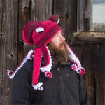 🎁Handgefertigtes Überraschungs-Weihnachtsgeschenk🐙Krake Muster Color Block Strickmütze