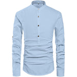 Herren Leinenhemd mit Henley-Ausschnitt und langen Ärmeln für den Alltag