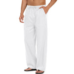 Herren Leinenhose Weite Passform Lässig Leicht Elastischer Bund Yoga Strandhose