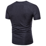 Herren schlichtes T-Shirt mit tiefem V-Ausschnitt und kurzen Ärmeln in reiner Farbe