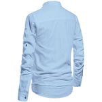 Herren Leinenhemd mit Henley-Ausschnitt und langen Ärmeln für den Alltag