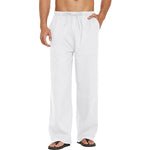 Herren Leinenhose Weite Passform Lässig Leicht Elastischer Bund Yoga Strandhose