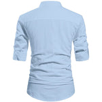 Herren Leinenhemd mit Henley-Ausschnitt und langen Ärmeln für den Alltag