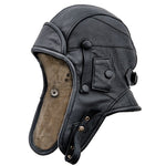 Flieger-Trapper-Mütze aus echtem Leder mit Maske und Kragen