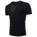 Herren schlichtes T-Shirt mit tiefem V-Ausschnitt und kurzen Ärmeln in reiner Farbe