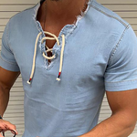 Denim-blaue V-Ausschnitt T-Shirts