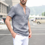 Herren Casual V-Streifen Kurzarmhemd