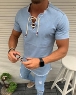 Denim-blaue V-Ausschnitt T-Shirts