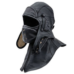 Flieger-Trapper-Mütze aus echtem Leder mit Maske und Kragen