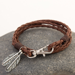 Handgewebtes Blatt Multi-Layer Lederkordel Armband