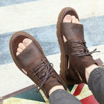 Herren-Ledersandalen mit hohem Schaft