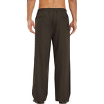 Herren Leinenhose Weite Passform Lässig Leicht Elastischer Bund Yoga Strandhose