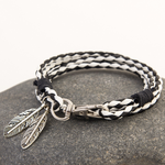 Handgewebtes Blatt Multi-Layer Lederkordel Armband
