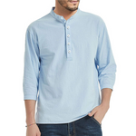Herren 3/4 Ärmel T-Shirt Lässiges Baumwolle-Leinen Hemd