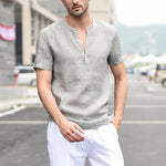 Herren Casual V-Streifen Kurzarmhemd