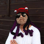 🎁Handgefertigtes Überraschungs-Weihnachtsgeschenk🐙Krake Muster Color Block Strickmütze