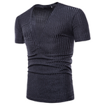 Herren schlichtes T-Shirt mit tiefem V-Ausschnitt und kurzen Ärmeln in reiner Farbe