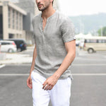 Herren Casual V-Streifen Kurzarmhemd