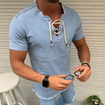 Denim-blaue V-Ausschnitt T-Shirts