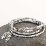 Handgewebtes Blatt Multi-Layer Lederkordel Armband