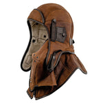 Flieger-Trapper-Mütze aus echtem Leder mit Maske und Kragen
