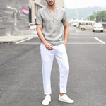 Herren Casual V-Streifen Kurzarmhemd