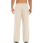 Herren Leinenhose Weite Passform Lässig Leicht Elastischer Bund Yoga Strandhose