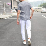 Herren Casual V-Streifen Kurzarmhemd