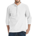 Herren 3/4 Ärmel T-Shirt Lässiges Baumwolle-Leinen Hemd