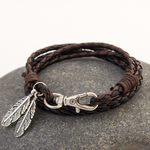 Handgewebtes Blatt Multi-Layer Lederkordel Armband