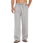 Herren Leinenhose Weite Passform Lässig Leicht Elastischer Bund Yoga Strandhose