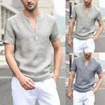 Herren Casual V-Streifen Kurzarmhemd