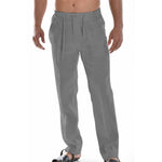Herren Freizeithose aus Leinen, elastischer Kordelzug, lockere Passform, lange Strand-Yogahose für den Sommer