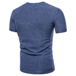 Herren schlichtes T-Shirt mit tiefem V-Ausschnitt und kurzen Ärmeln in reiner Farbe