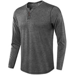 Herren Langarm Henley Shirt mit Rundhalsausschnitt