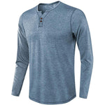 Herren Langarm Henley Shirt mit Rundhalsausschnitt