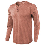 Herren Langarm Henley Shirt mit Rundhalsausschnitt
